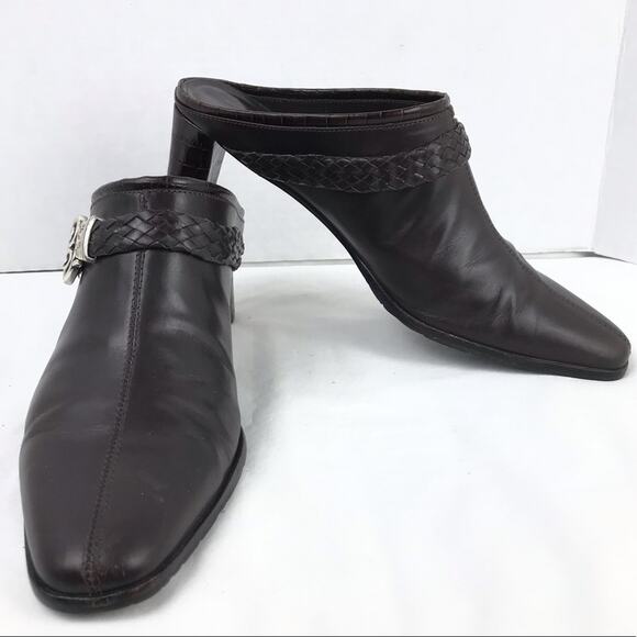 Brighton Tapa Leather Embellished Mules Brown 8.5N - Picture 4 of 8